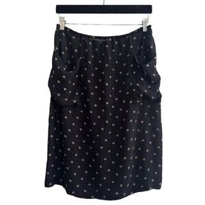 Vintage Plein Sud Black Polka Dot Sheer Skirt w/ Pockets Pull On Stretch Waist